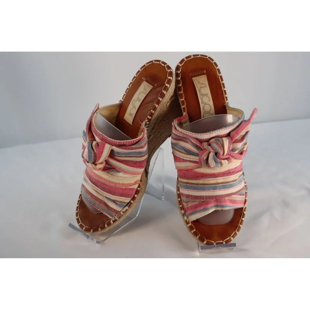 Sugar‎ By Striped Knotted Wedge Sandals Size 7.5